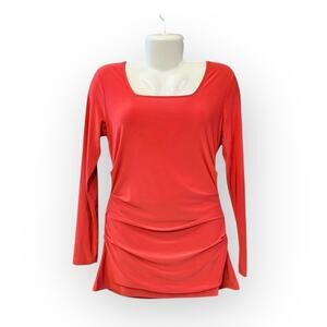 Women w/ Control Women's Tomato Red Jersey Square Neck Top w/ Tummy Control SZ S